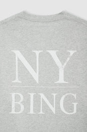 ANINE BING Myers Tee Serif NY - Washed Heather Grey - Detail View