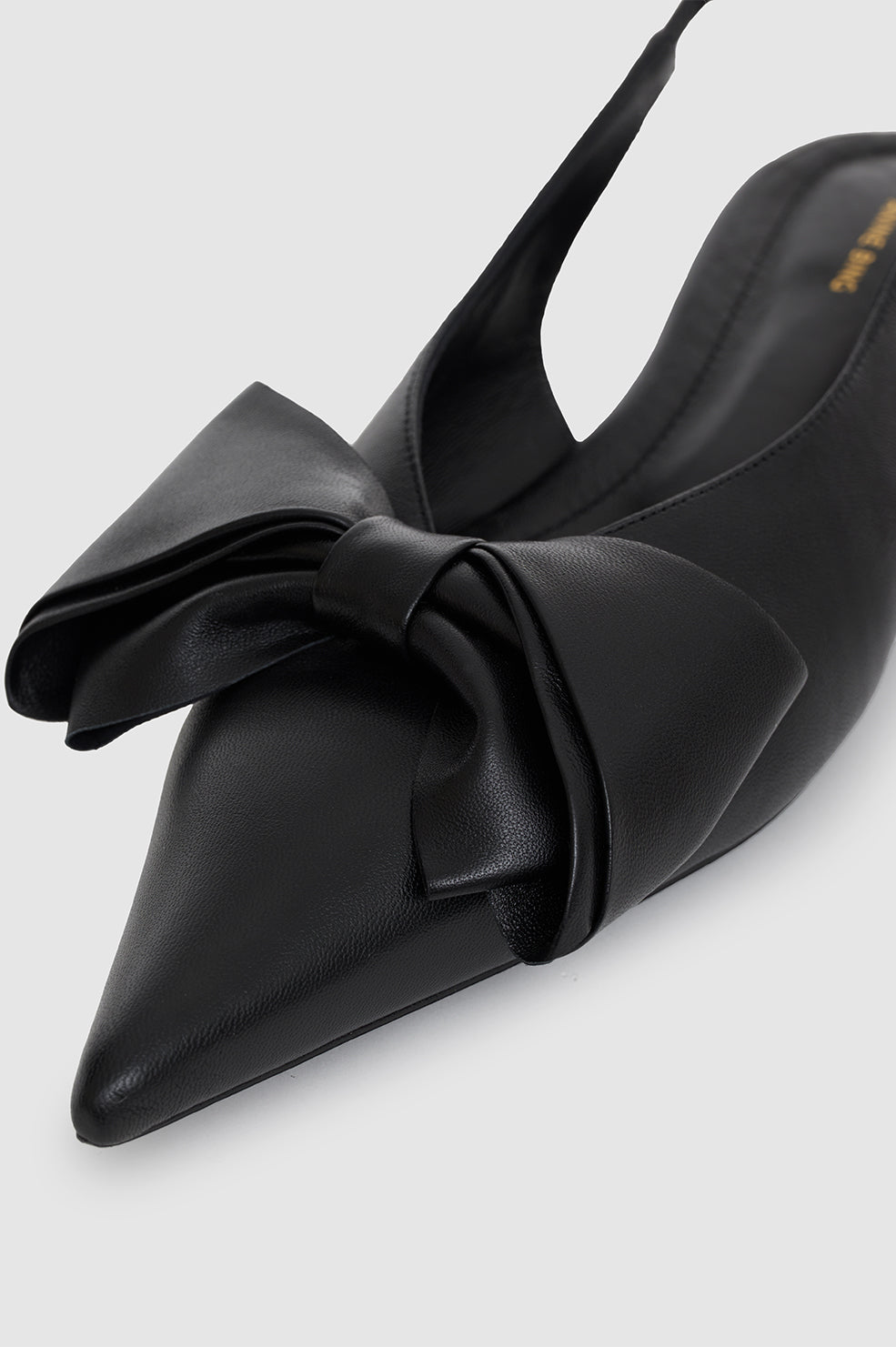 ANINE BING Nina Slingback Flats With Bow - Black - Detail View