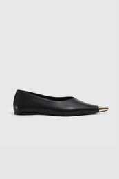 ANINE BING Nina Flats With Metal Toe Cap - Black - Side View