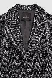  ANINE BING Quinn Coat - Black And White Tweed - Detail View