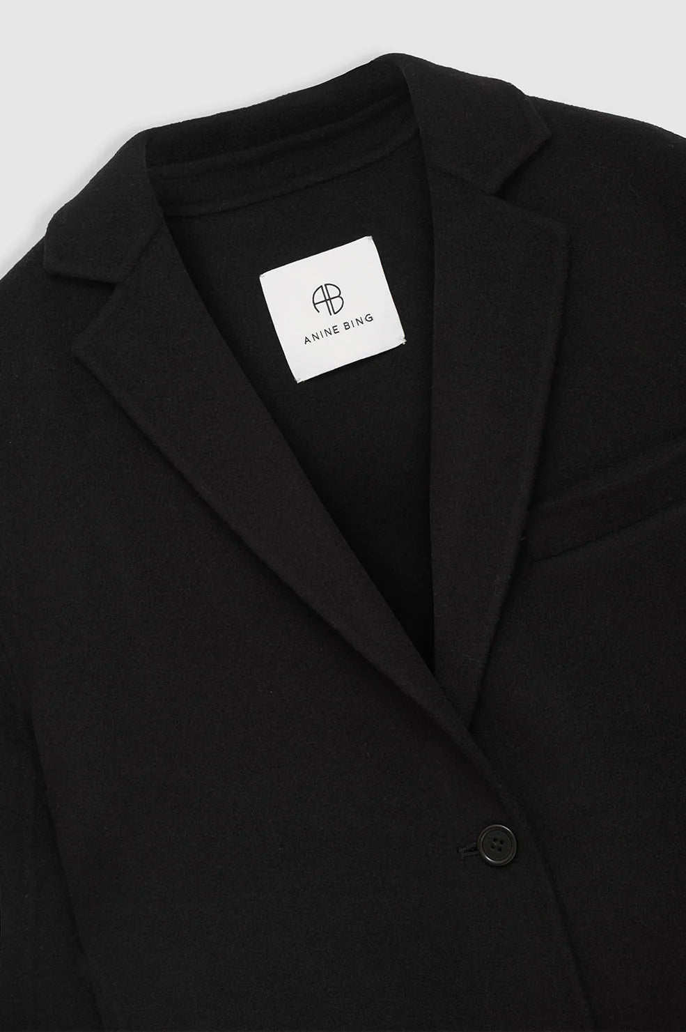 ANINE BING Quinn Blazer - Black Cashmere Blend - Detail View