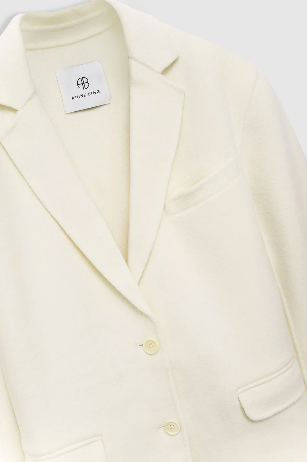 ANINE BING Quinn Blazer - White Cashmere Blend - Detail View