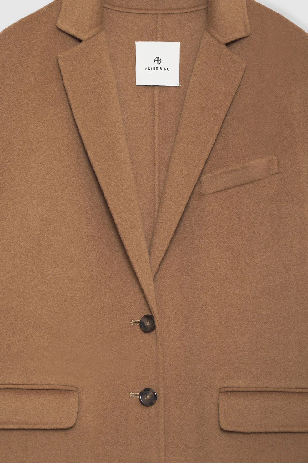 ANINE BING Quinn Coat - Camel Cashmere Blend - Detail View