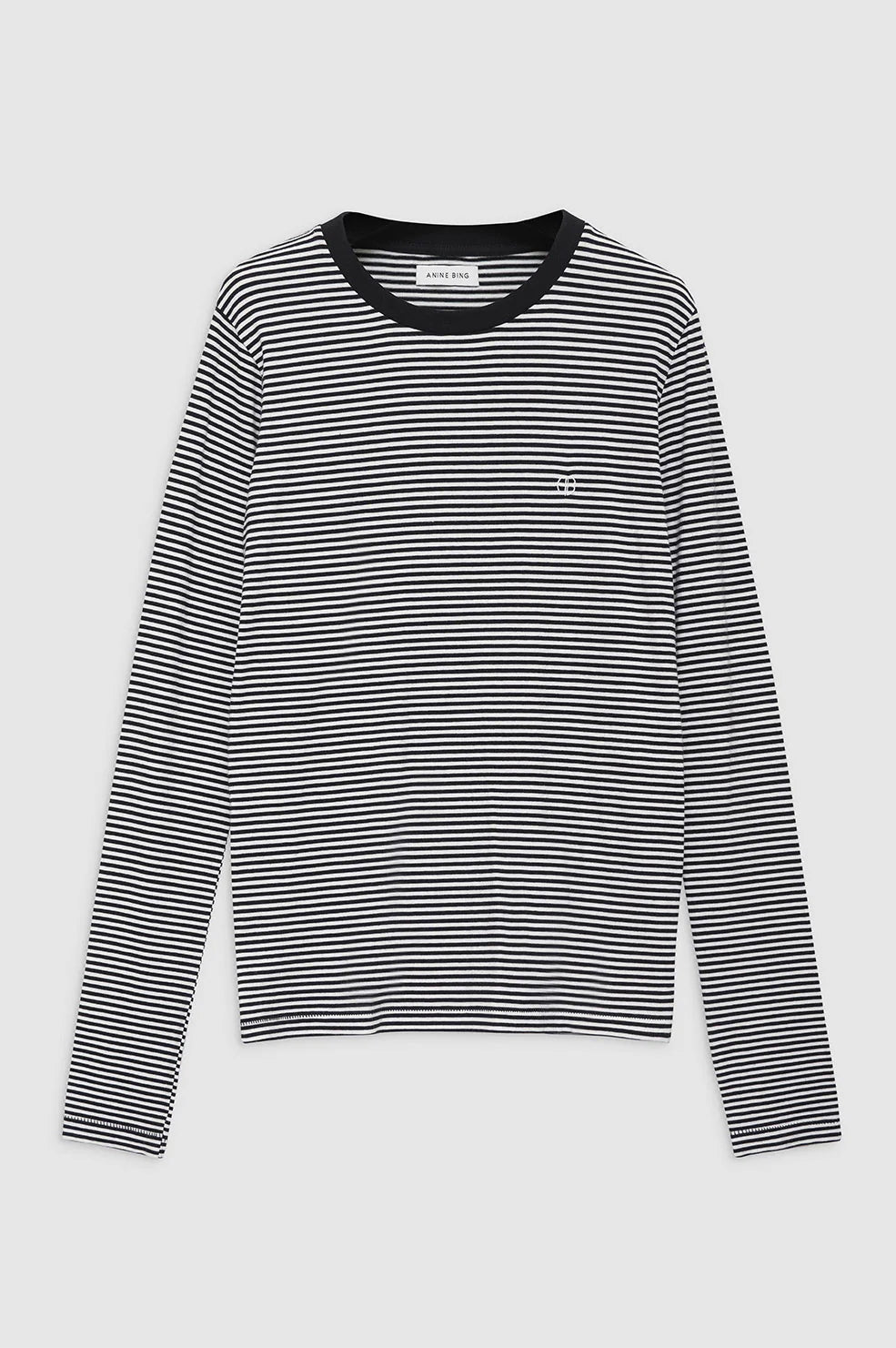 ANINE BING Rylan Tee - Black And White Stripe - Front View