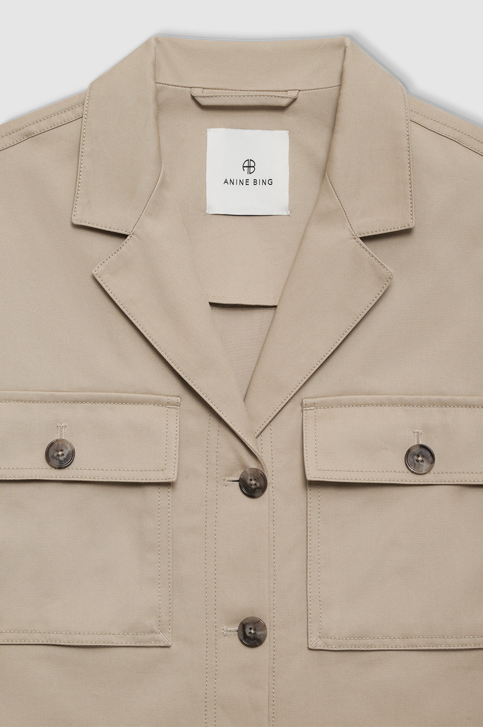 ANINE BING Sawyer Shirt Jacket - Oatmeal - Detail View