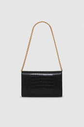 ANINE BING Small Elly Clutch - Black Embossed - Back View