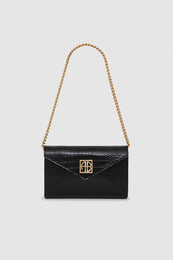 ANINE BING Small Elly Clutch - Black Embossed - Second Front View