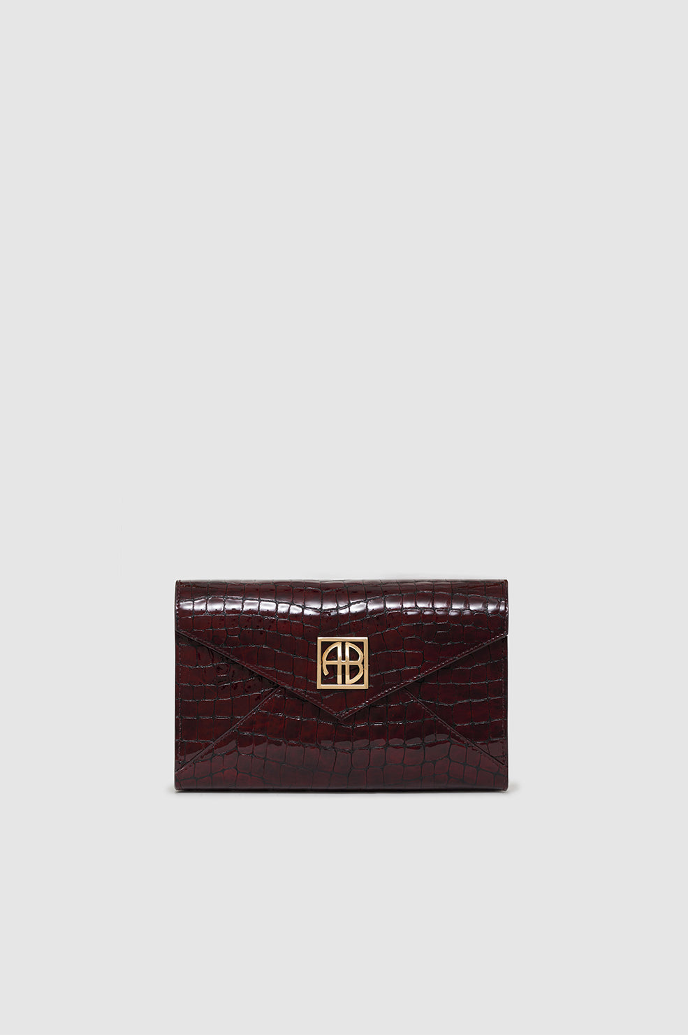 ANINE BING Small Elly Clutch - Burgundy Embossed - Front View