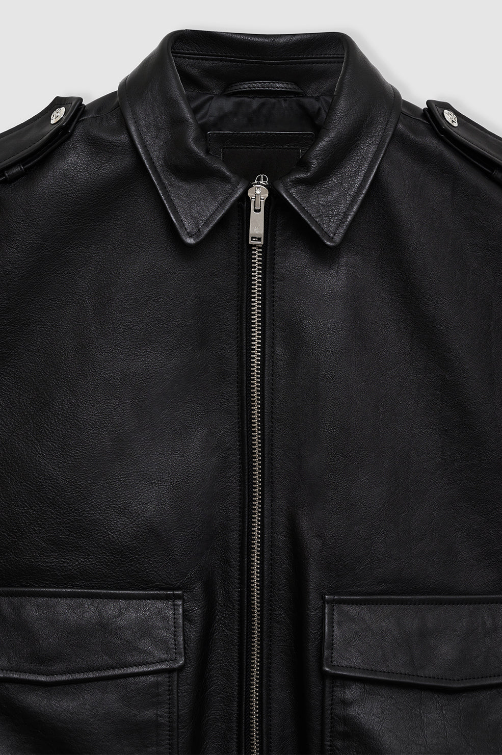 ANINE BING Sonnie Vest - Black Leather - Detail View