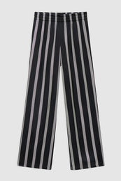 ANINE BING Soto Pant - Black Herringbone Stripe - Front View