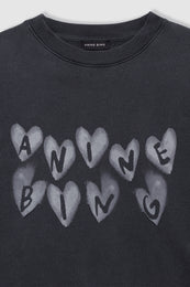 ANINE BING Spencer Sweatshirt Hearts - Washed Black - Detail View