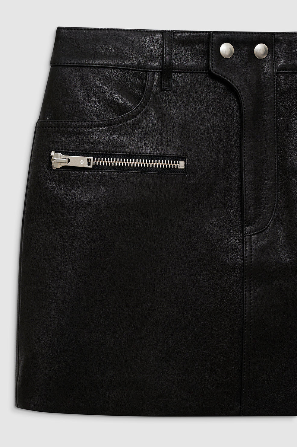 ANINE BING Steel Skirt - Black Leather - Detail View