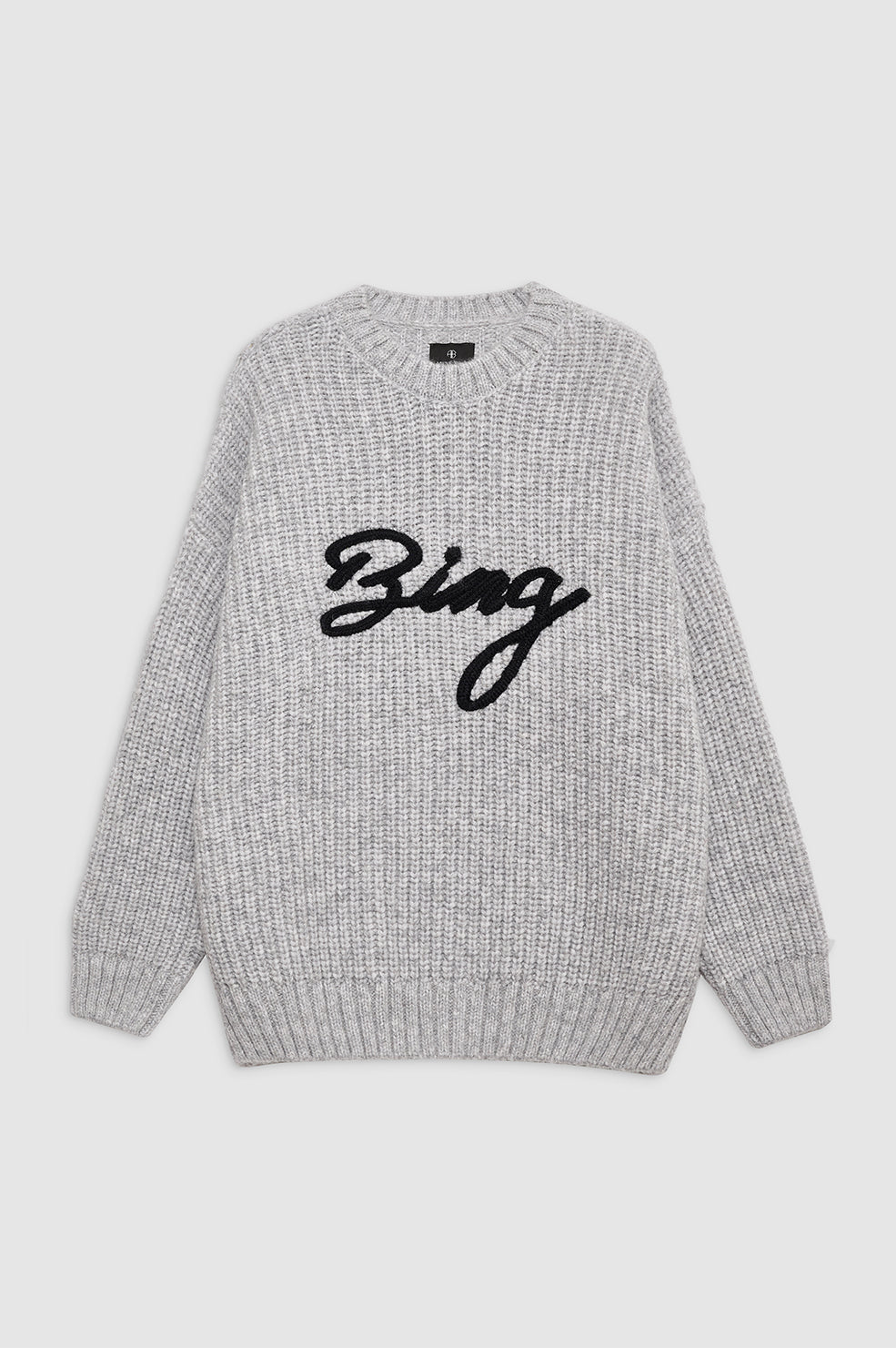 ANINE BING Sydney Crew Sweater Signature - Light Heather Grey - Front View