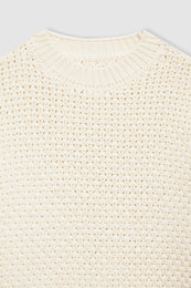 ANINE BING Sydney Crew Sweater - Ivory Crochet - Detail View