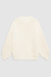 ANINE BING Sydney Crew Sweater - Ivory Crochet - Front View