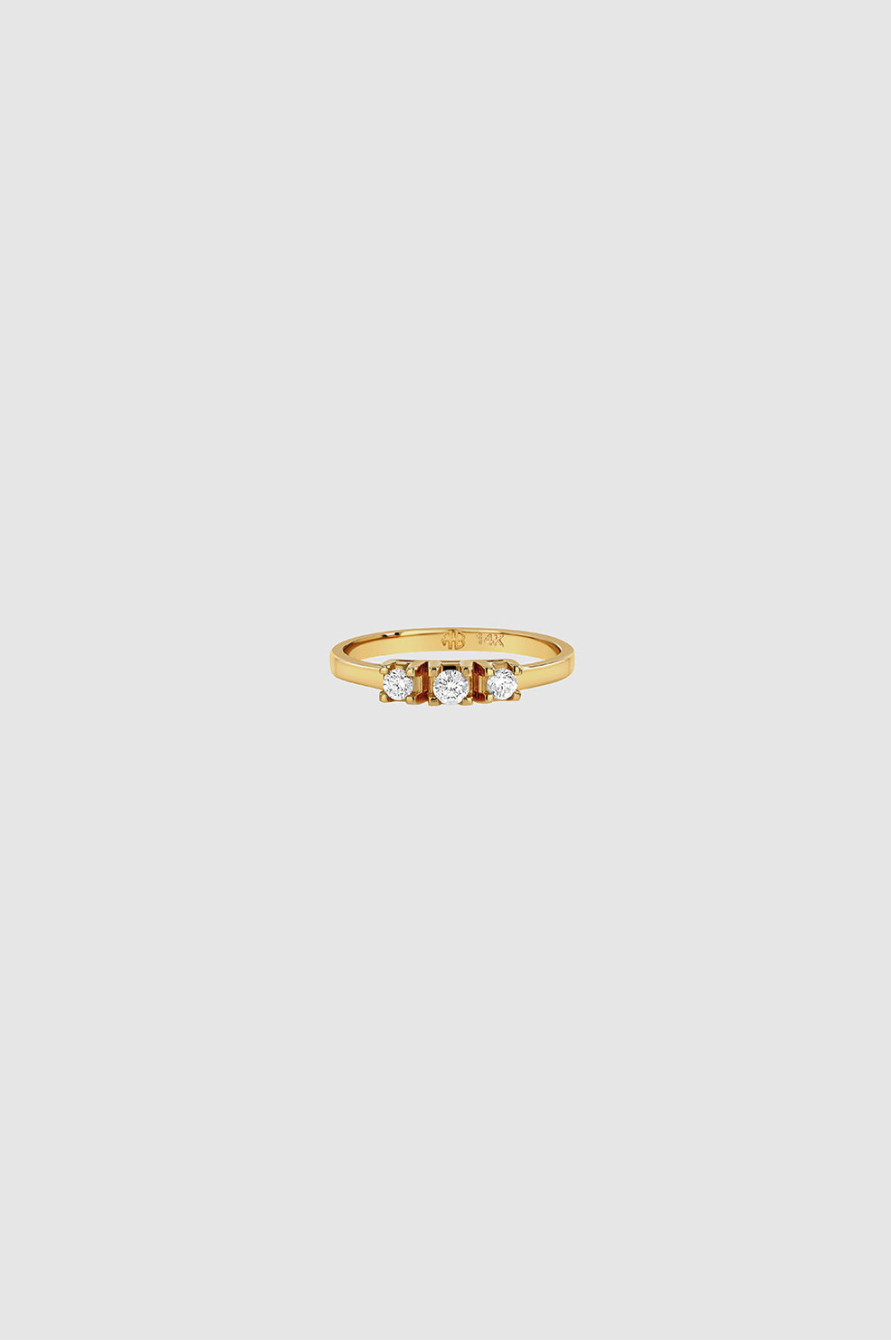 ANINE BING Three Stone Diamond Pinky Ring - 14k Gold - Front View