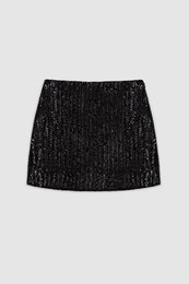 ANINE BING Tierra Skirt - Black Sequin - Front View