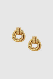 ANINE BING Triple Knot Earrings - Gold - Front View