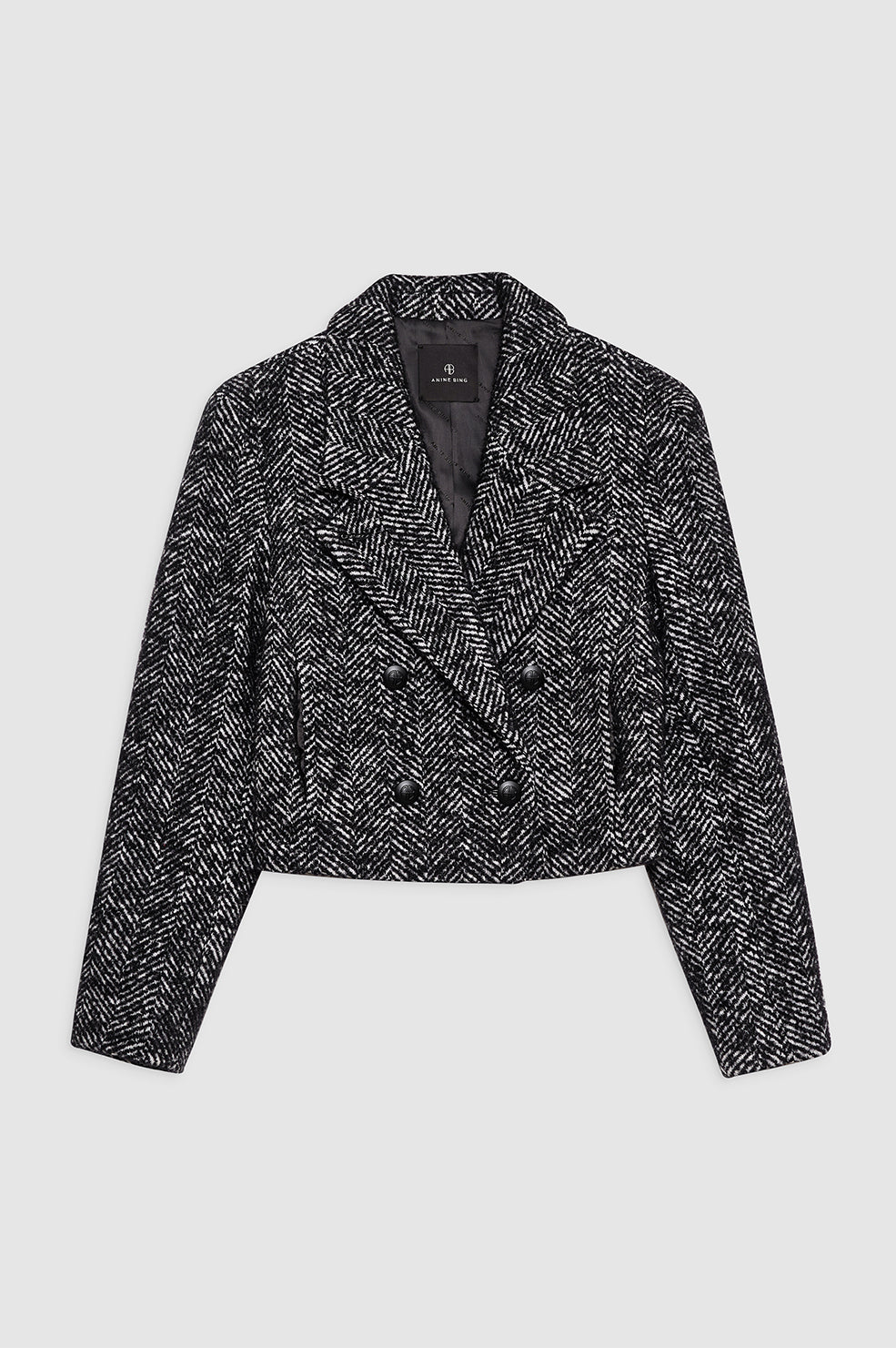 ANINE BING Vienna Blazer - Black and White Tweed - Front View