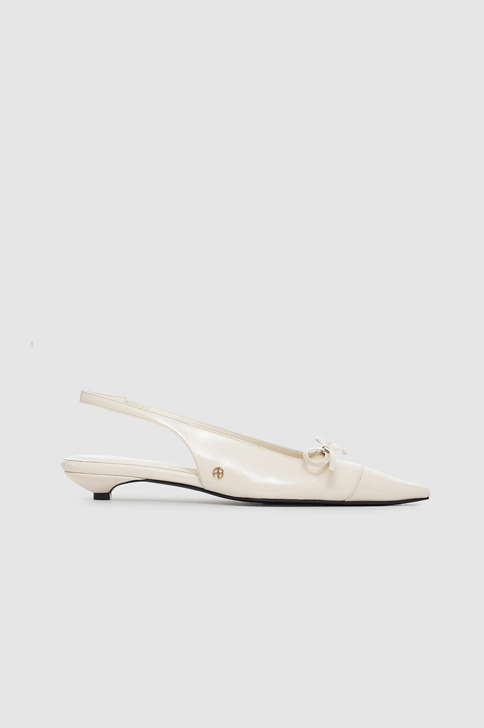 Zoey Slingback Heels - Bone Crinkled Patent