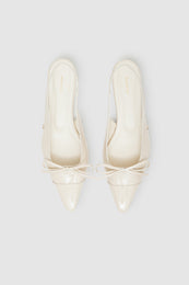 ANINE BING Zoey Slingback Heels - Bone Crinkled Patent - Top View