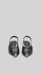 ANINE BING Nina Heels With Metal Toe Cap - Black Embossed - video view