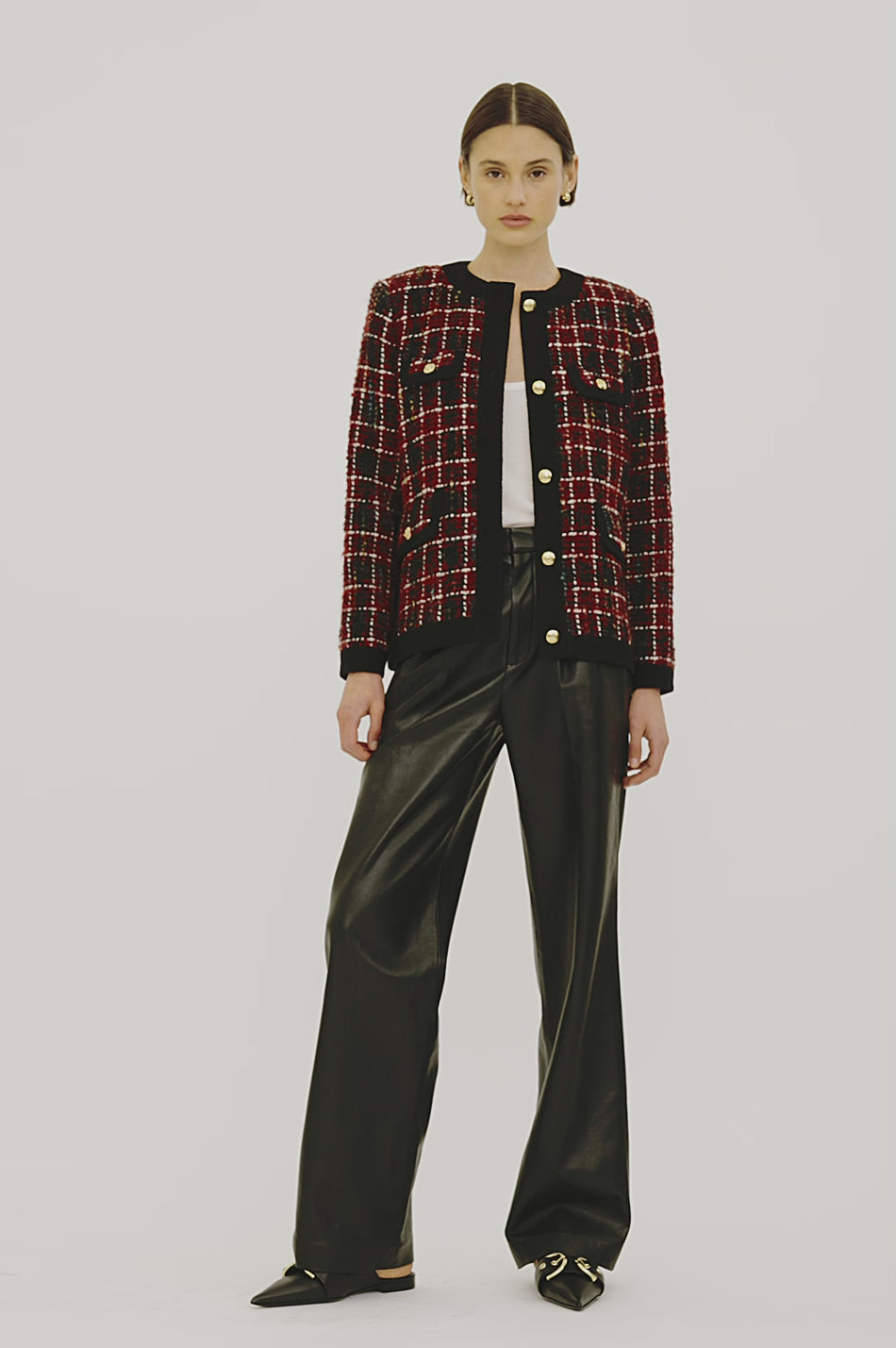 ANINE BING Lydia Jacket Cherry Plaid