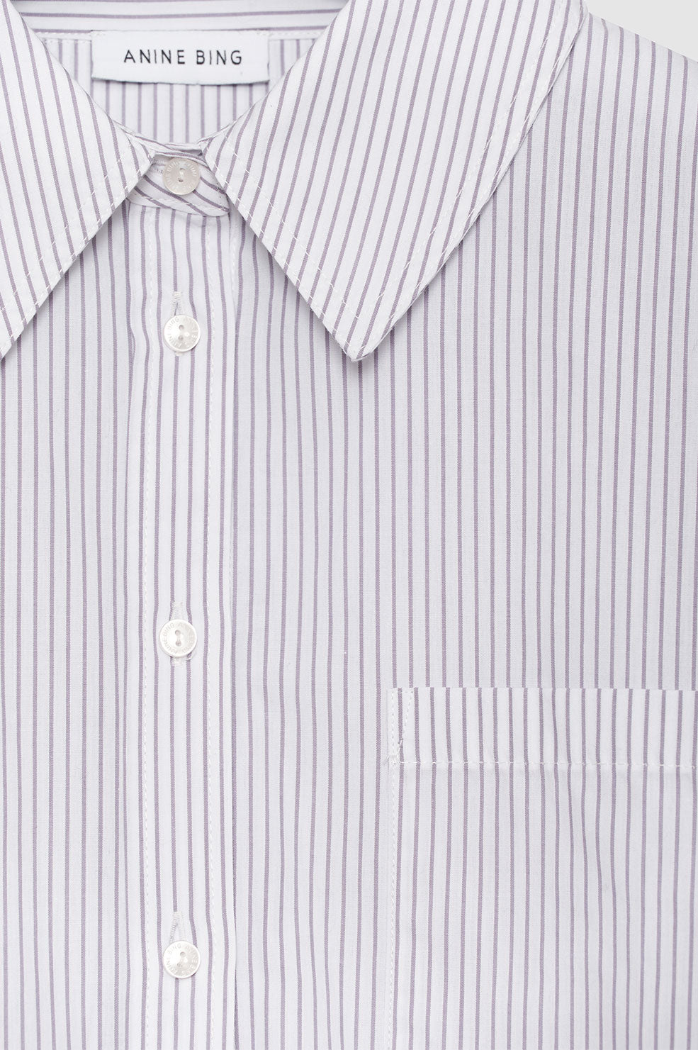 ANINE BING Mika Shirt - White And Lavender Stripe