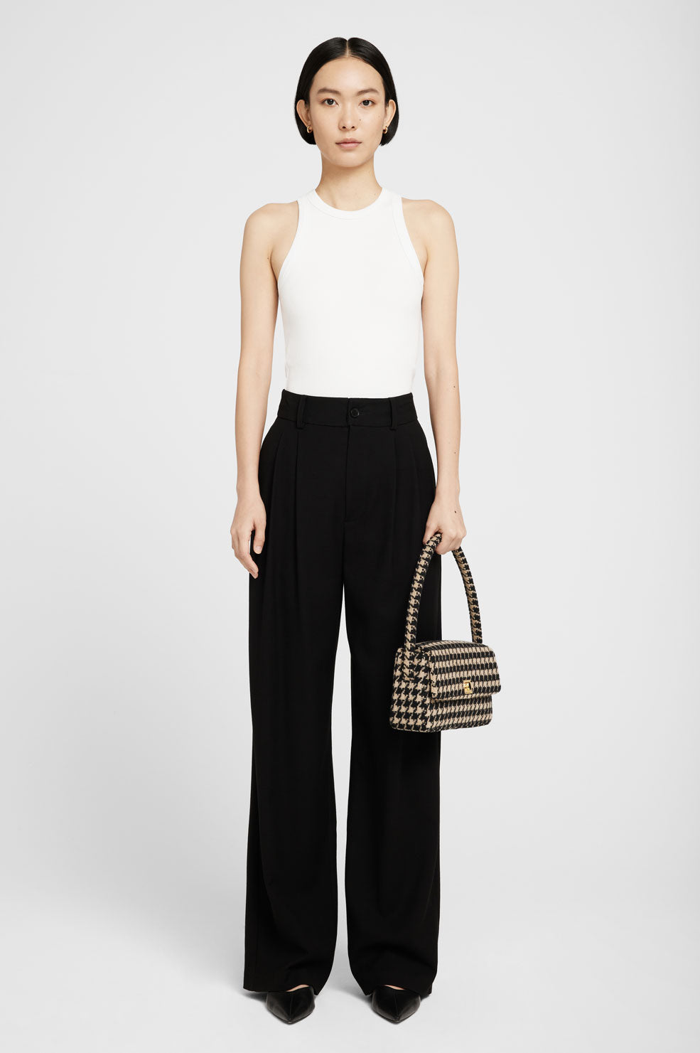 Small shoulder bag - Black/Dogtooth-patterned - Ladies
