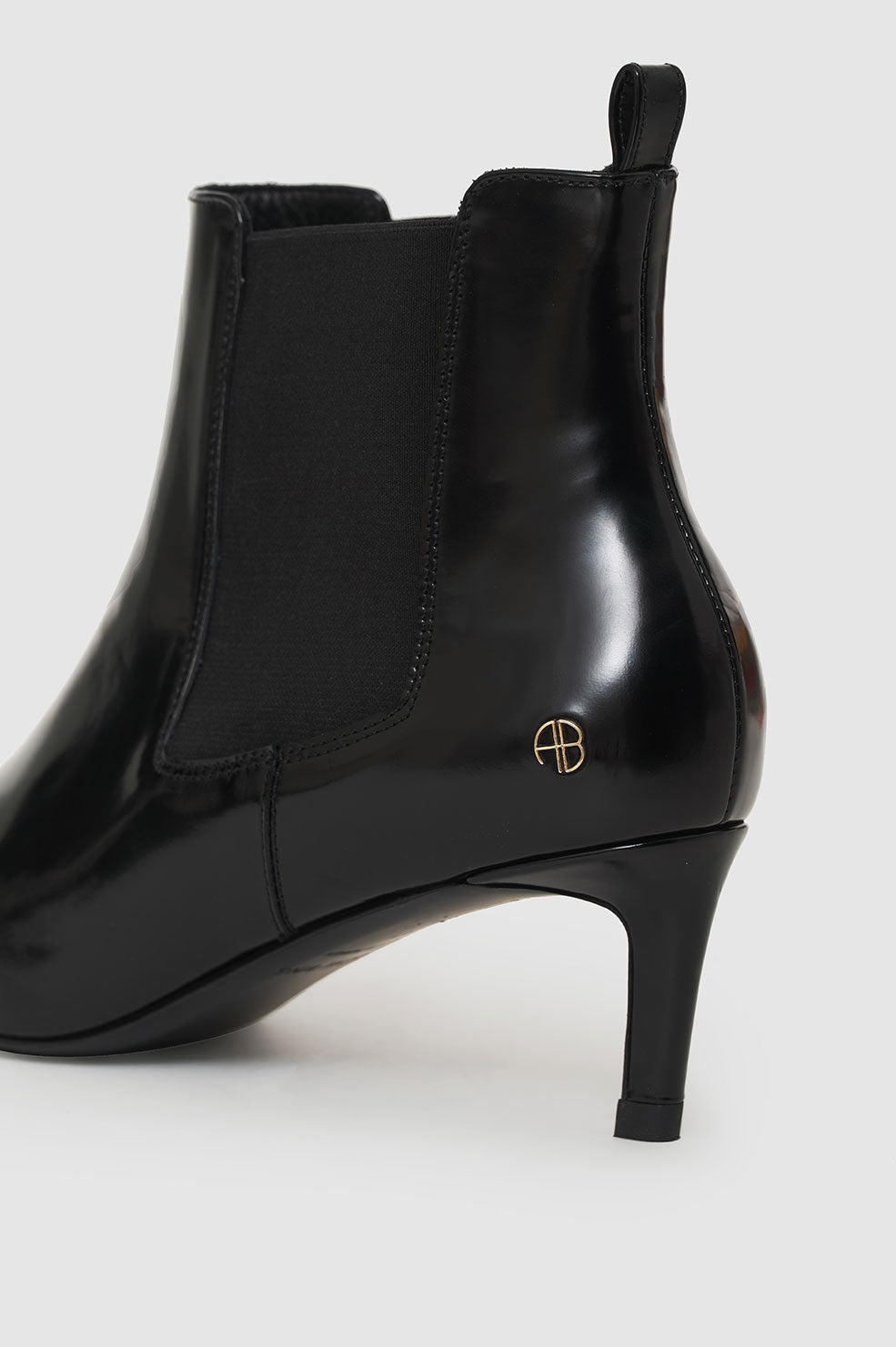 ANINE BING Stevie Boots - High-Shine Black - Detail View